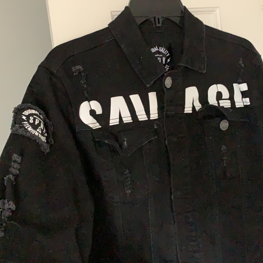 Spark Small Denim Distressed Patch Jacket!! - image 6